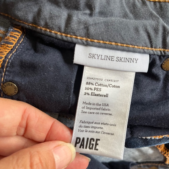 PAIGE Sz 27 Skyline Skinny Jeans Low Rise Stretch Wash‎ Blue Pockets Denim - Picture 6 of 12